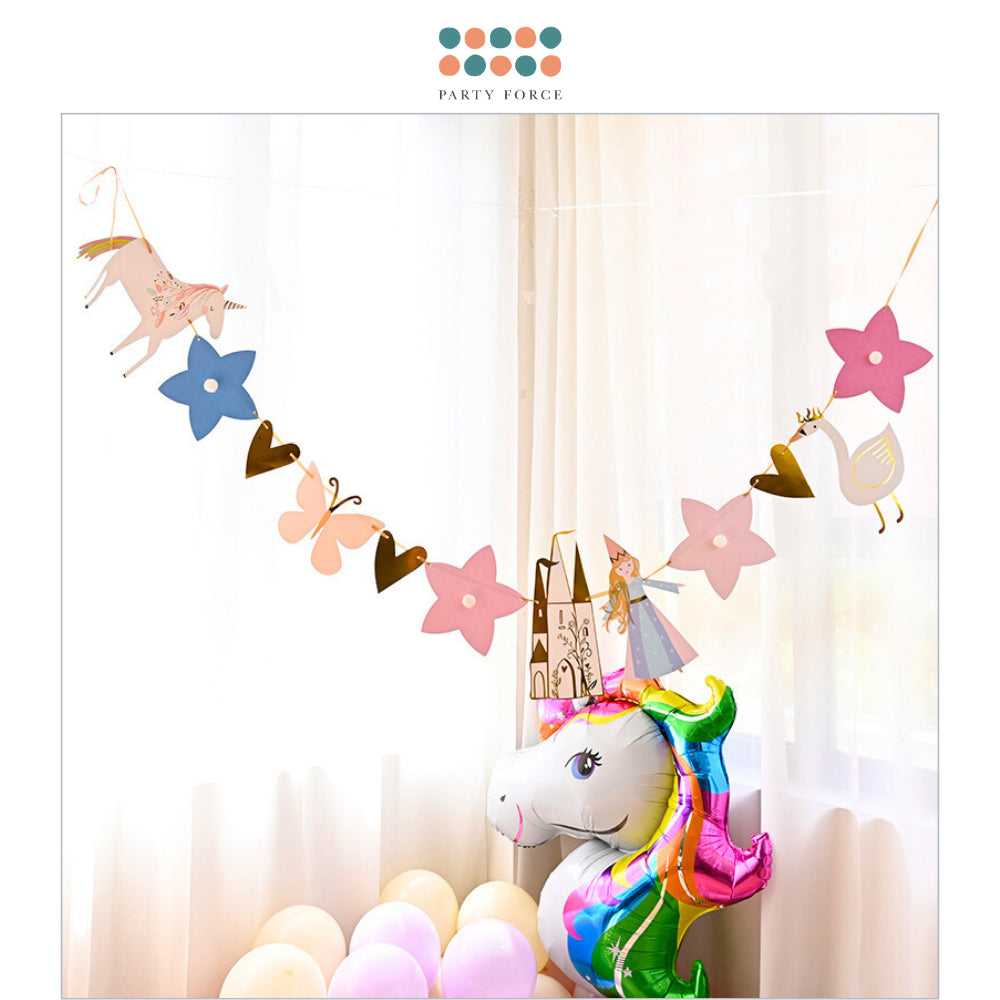 Unicorn Princess Theme Happy Birthday Decoractive Banner for Event Party Decoration