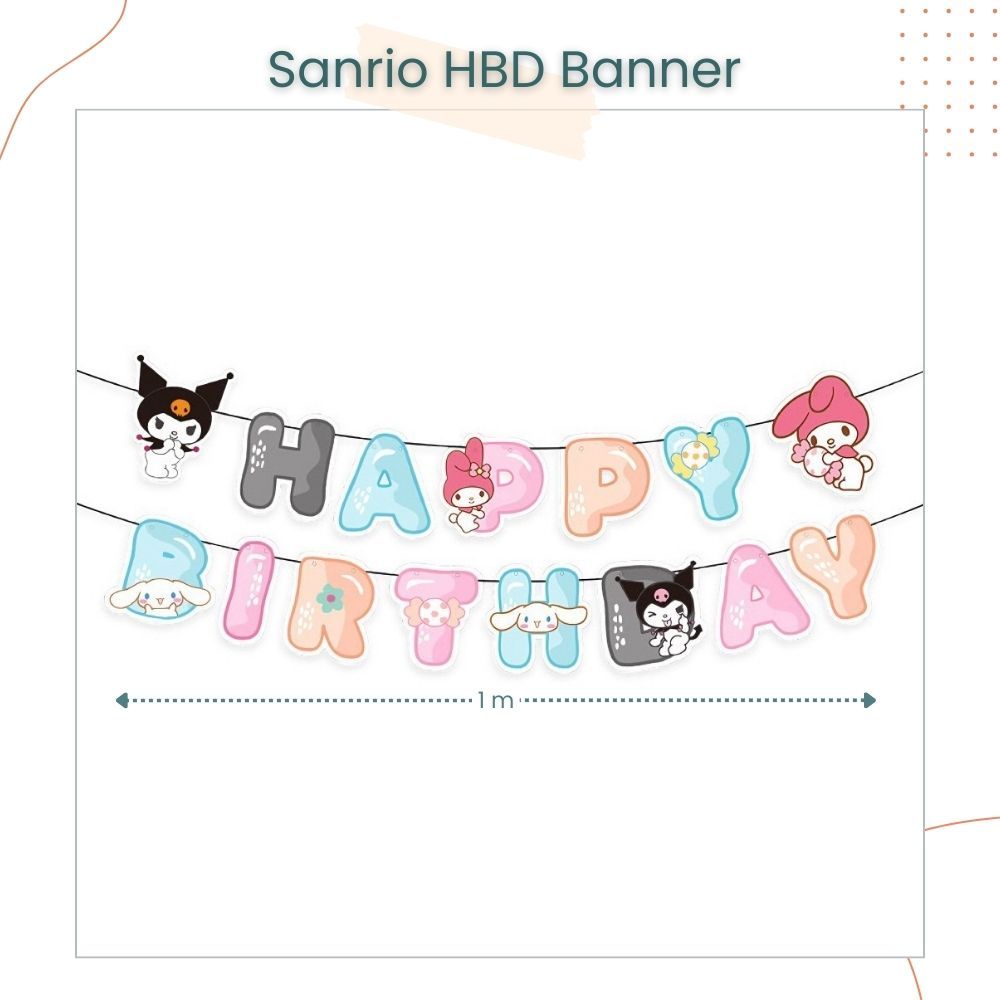 Sanrio Cinnamoroll Kuromi Disney StellaLou Disposable Tableware HBD Banner for Birthday Party Decoration