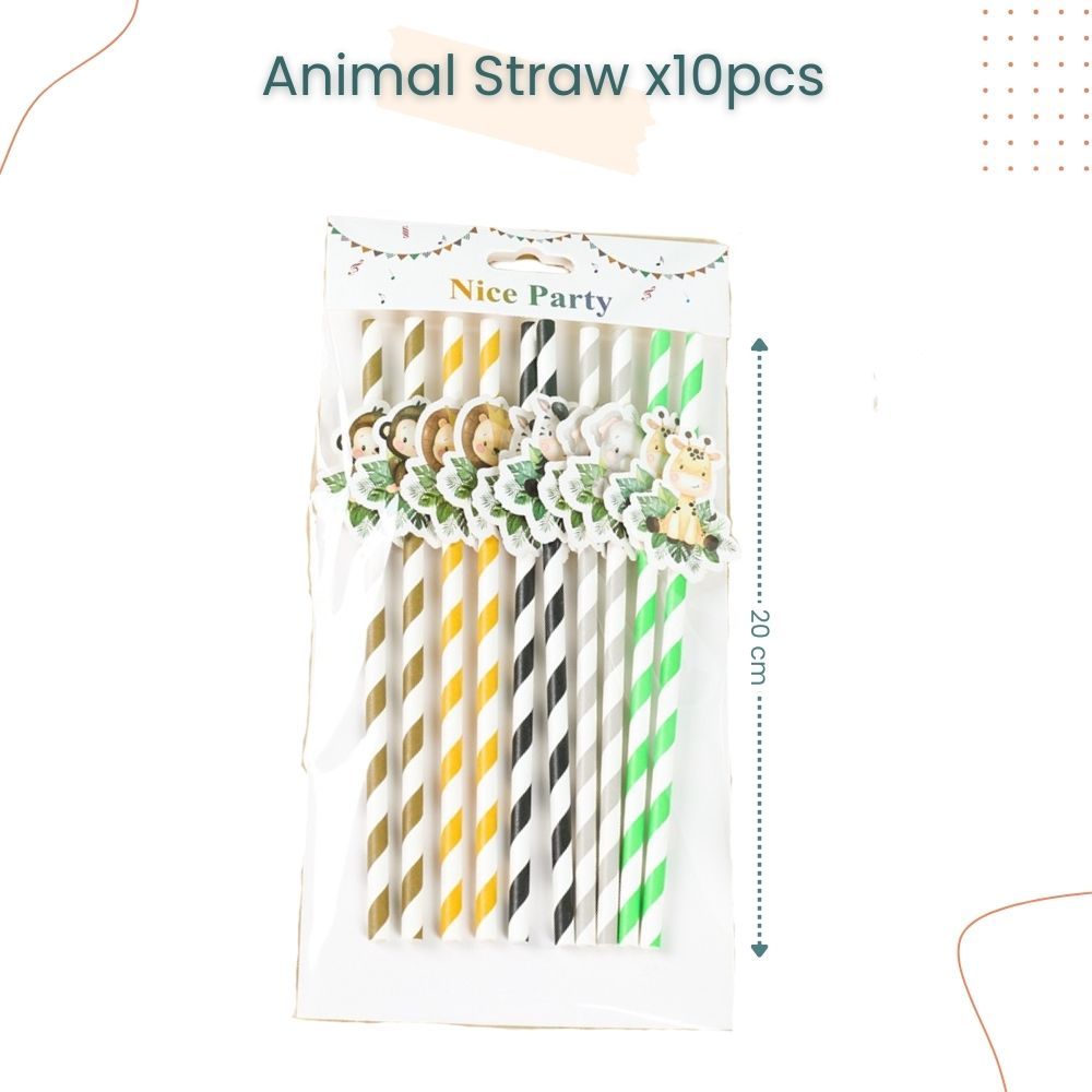 Kids Theme Mermaid Animal Dinosaur 10pcs/Pack Straw Set for Birthday Party