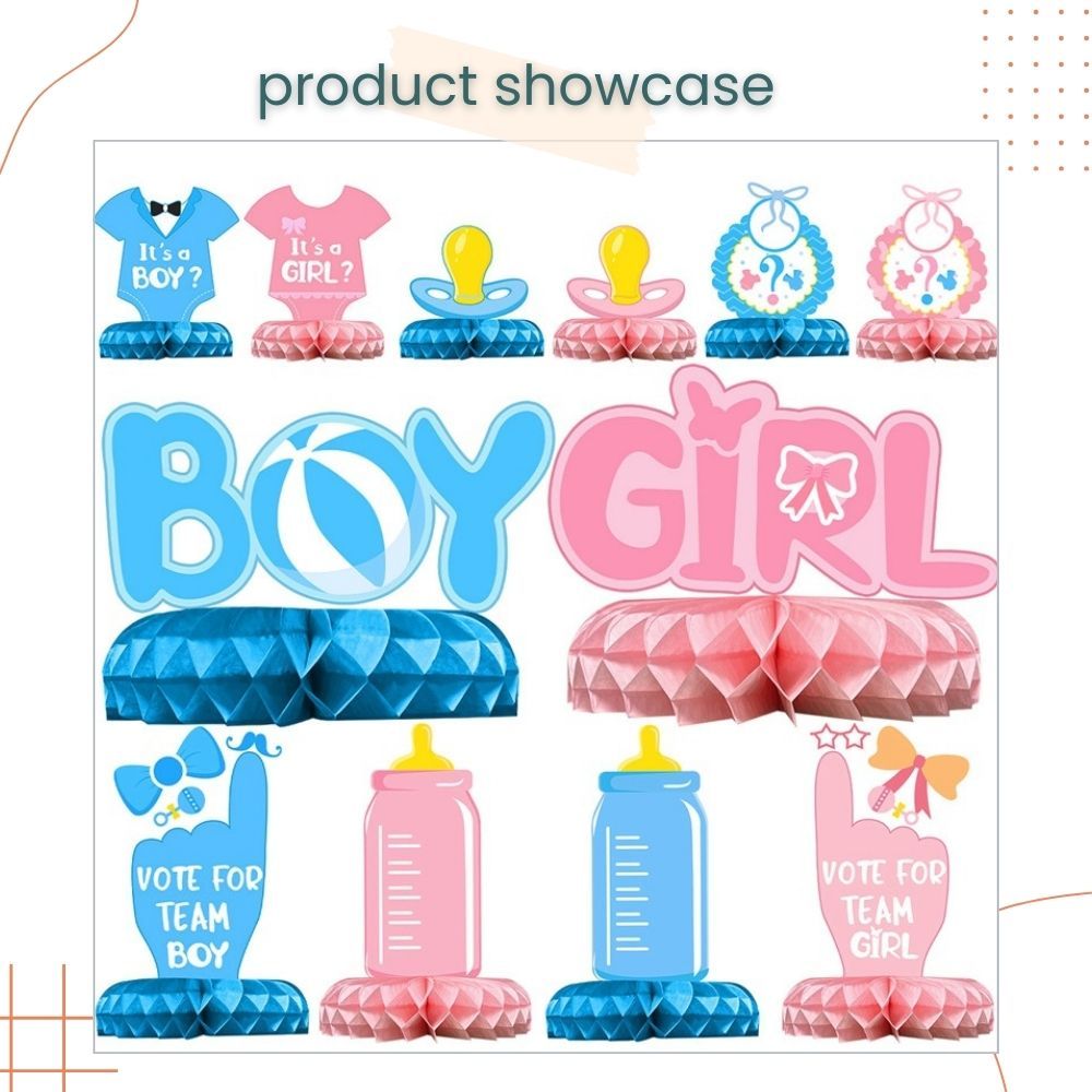 Gender Reveal Theme Black Gold HBD Theme Mermaid Dinosaur Animal Theme Table Décor Honeycomb for Birthday Party