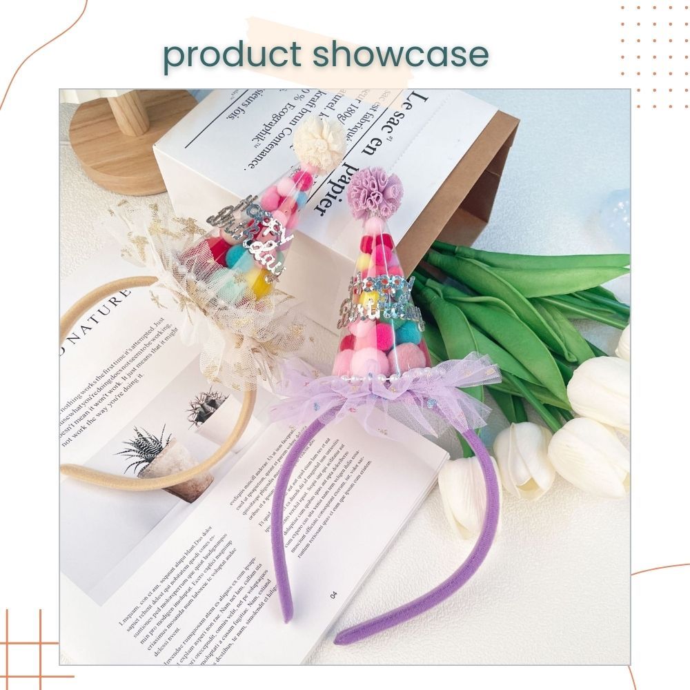 Rainbow Candy Birthday Hat Headband for Party Hair Accessories Birthday Event