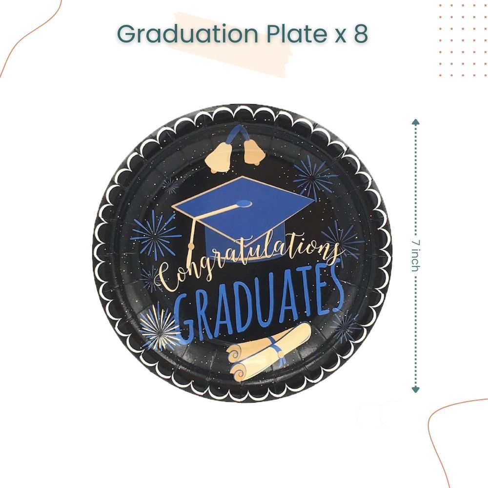 Black Theme Graduation Tableware Banner for Graduation Celebration Party Decoration