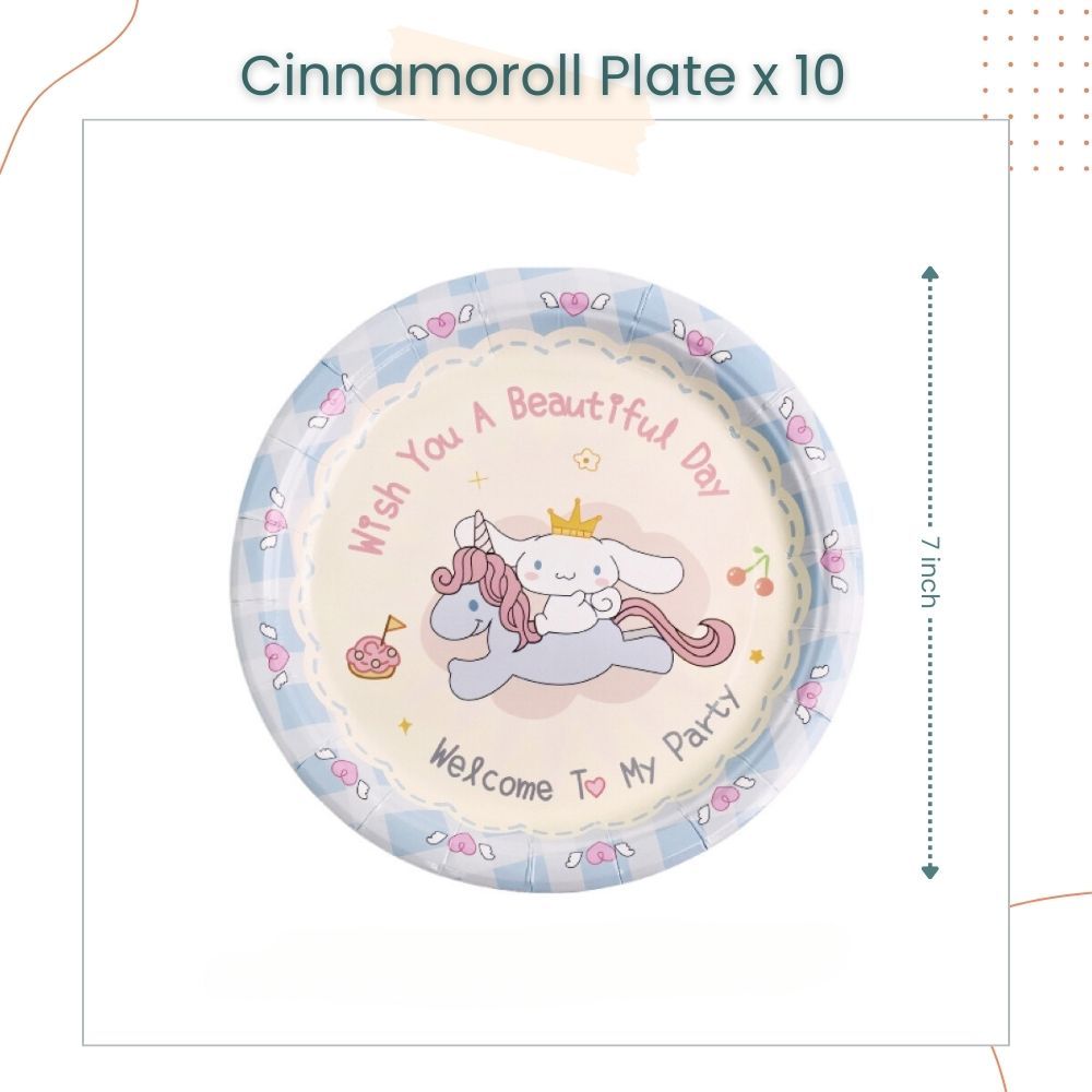 Sanrio Cinnamoroll Kuromi Disney StellaLou Disposable Tableware HBD Banner for Birthday Party Decoration
