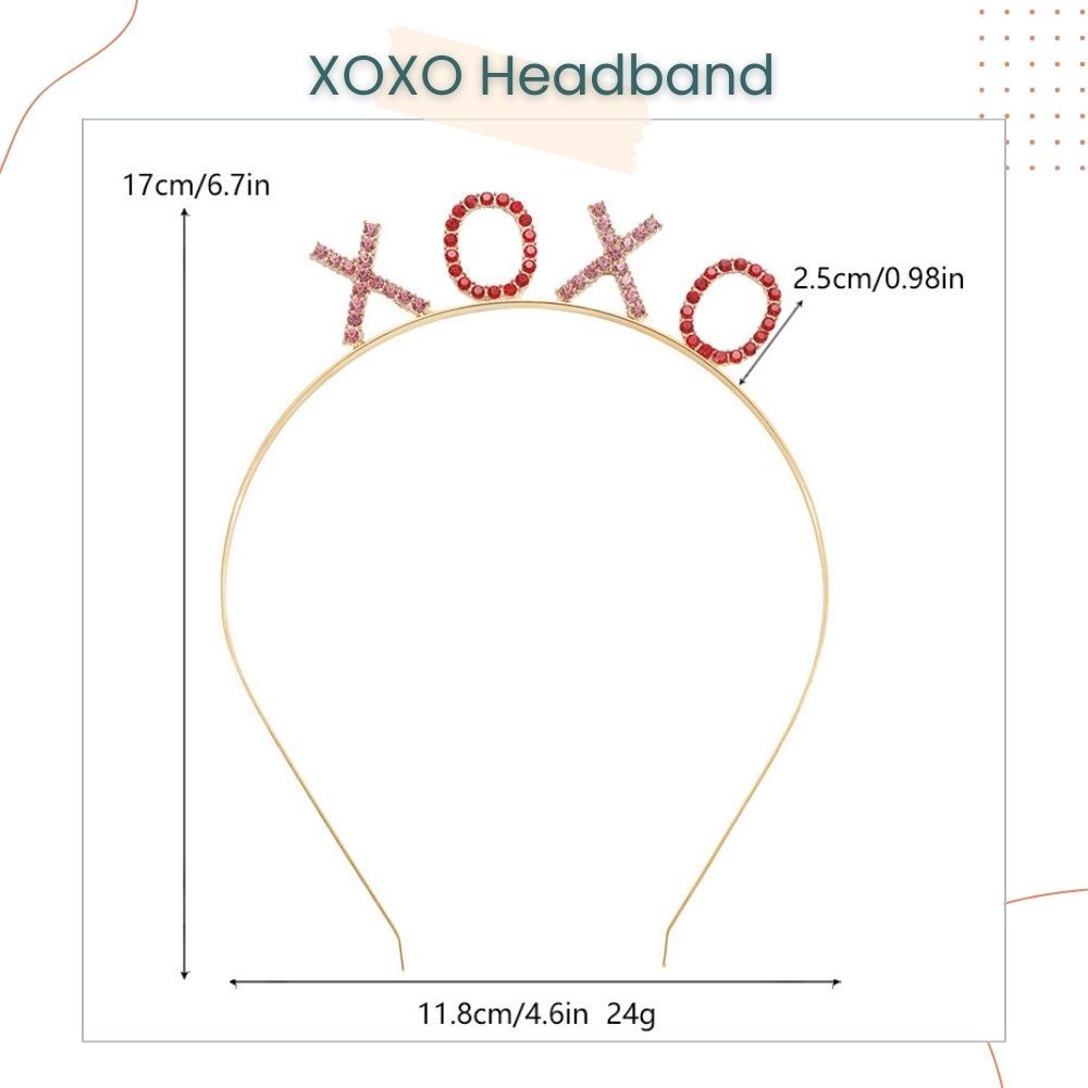Valentine's Day XOXO Heart Crystal Headband Tiara for Valentine