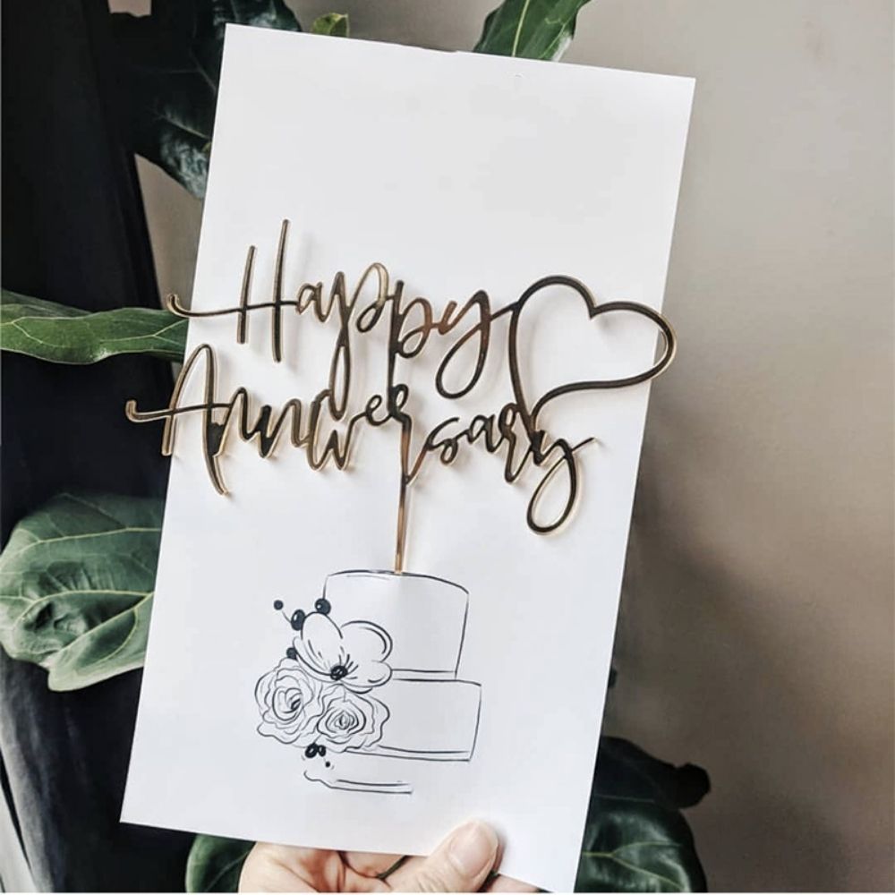 Happy Anniversary Acrylic Cake Topper for anniversary parties cake decoration