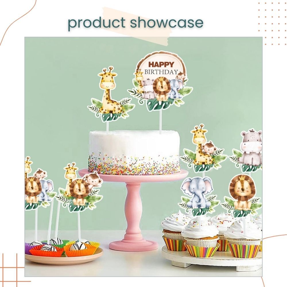 Kid Theme Unicorn Mermaid Animal Dinosaur Cupcake and Cake Topper Set for Birthday Party