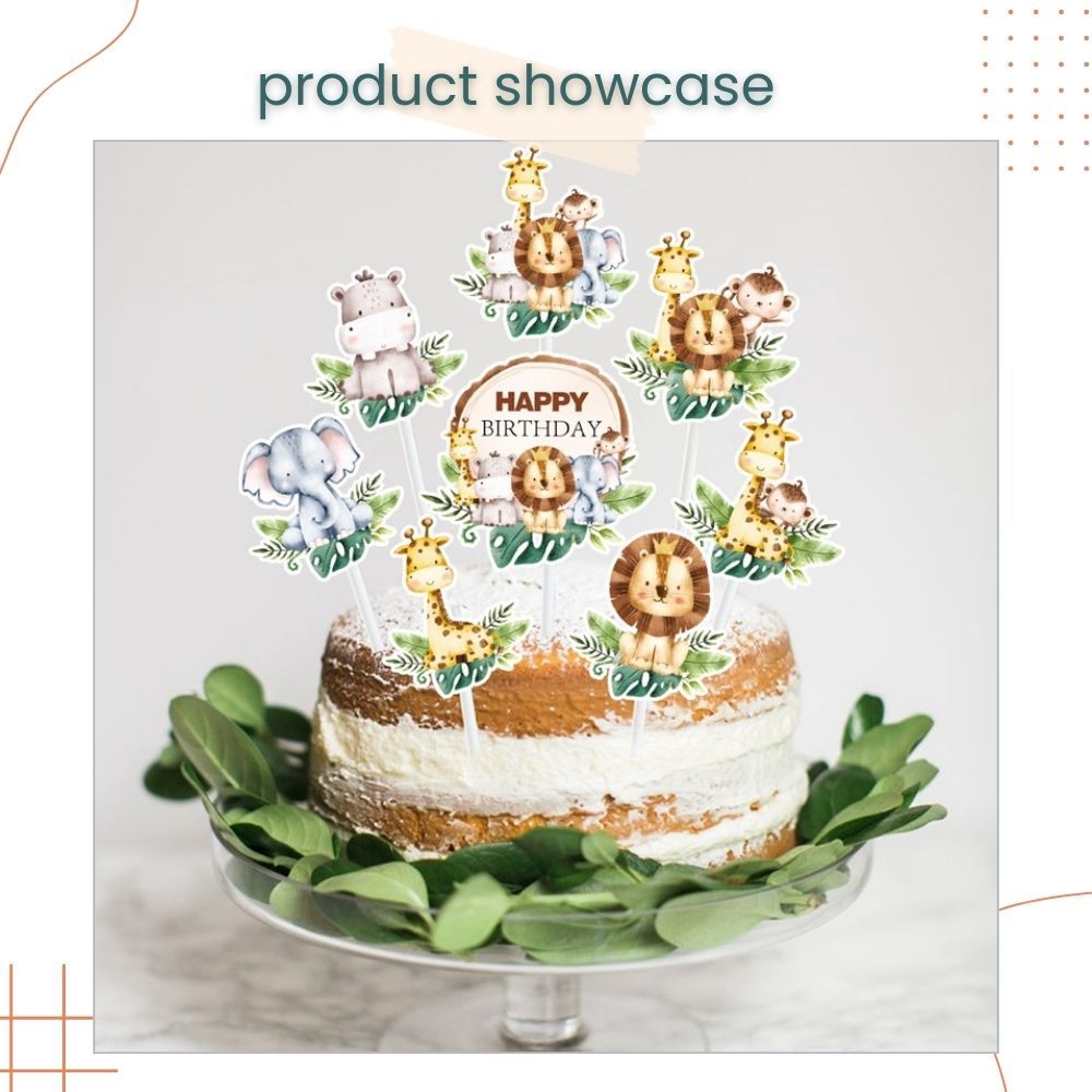 Kid Theme Unicorn Mermaid Animal Dinosaur Cupcake and Cake Topper Set for Birthday Party