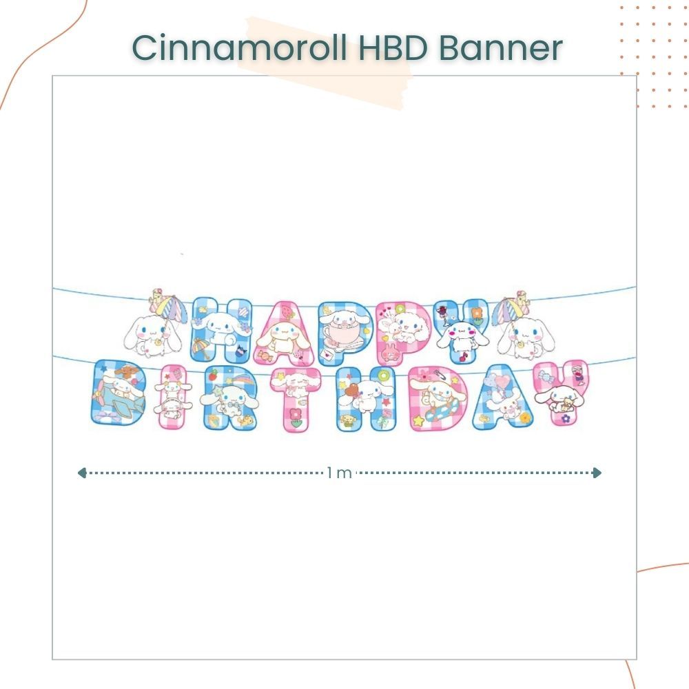 Sanrio Cinnamoroll Kuromi Disney StellaLou Disposable Tableware HBD Banner for Birthday Party Decoration