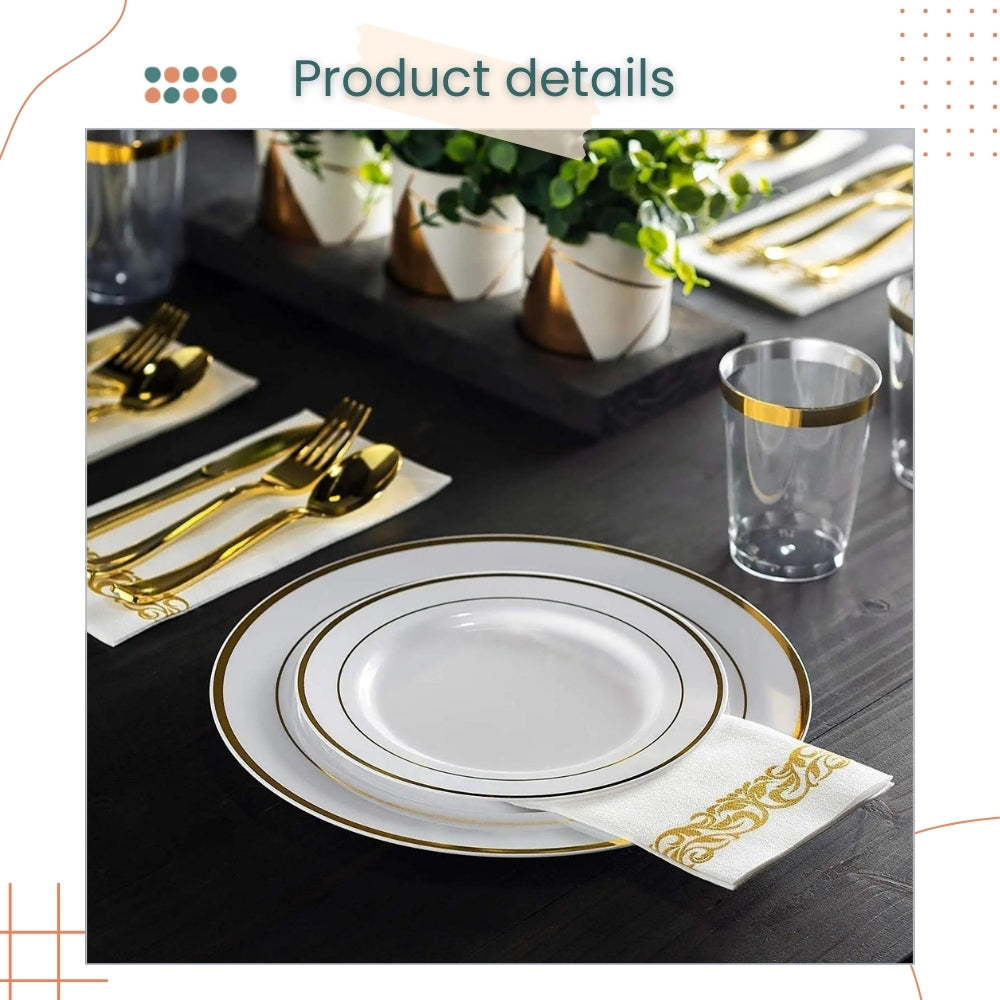 Premium Disposable tableware Cutlery Plates Cups and Napkin Package Birthday Wedding Party buffet