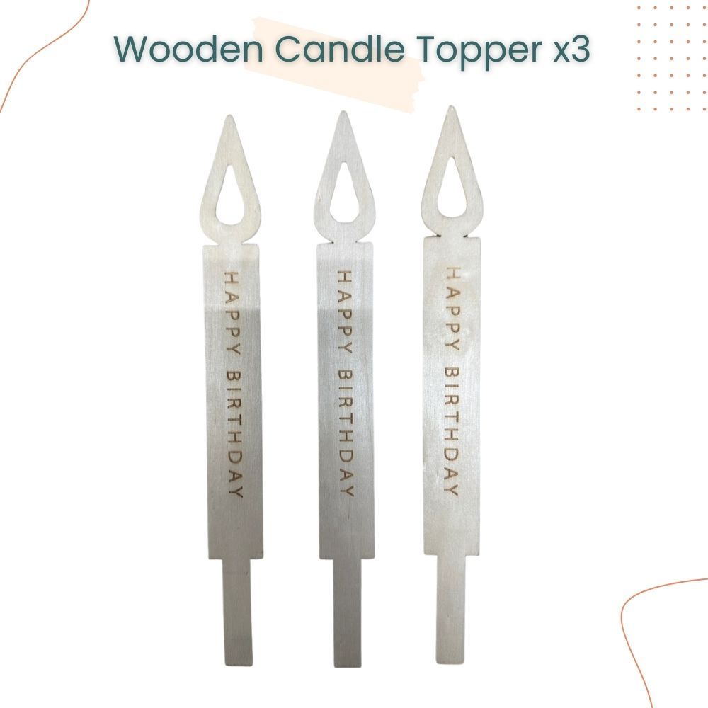 Simple Wooden Style Candle Design Topper for Birthday Party Cake Decoration