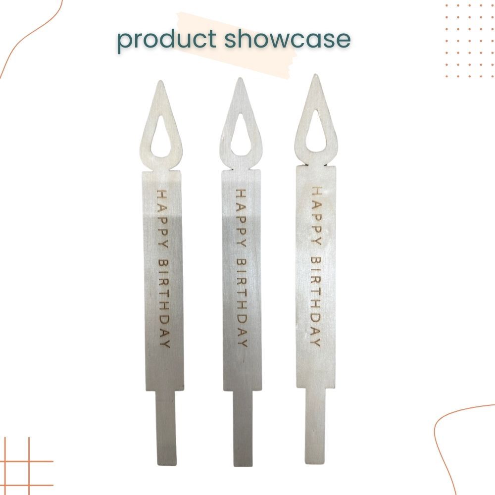 Simple Wooden Style Candle Design Topper for Birthday Party Cake Decoration