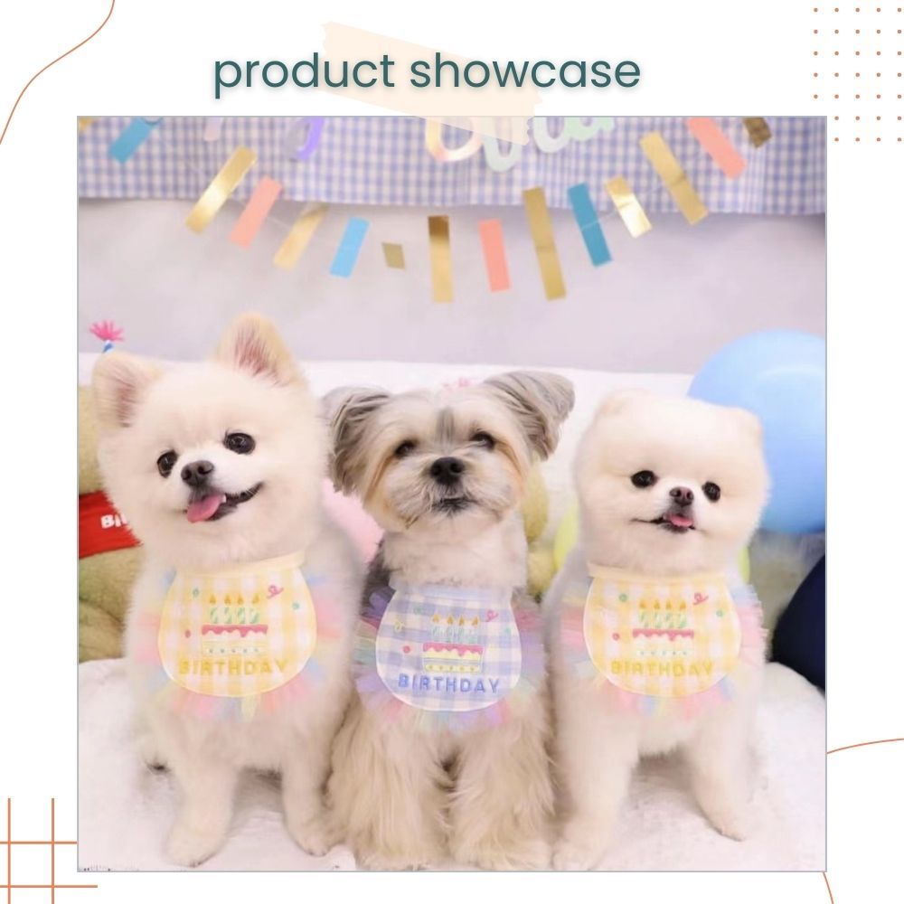 Korea Style Pets Dog Cat Colorful Birthday Scarft Hat Set for Pet's Birthday Costume