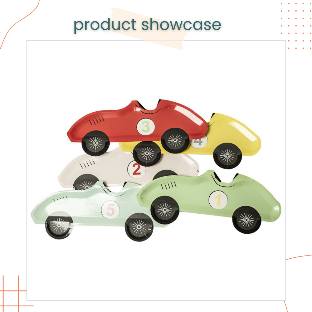 Vintage Racing Car Theme Plates Disposable Tableware for Events Birthday Party