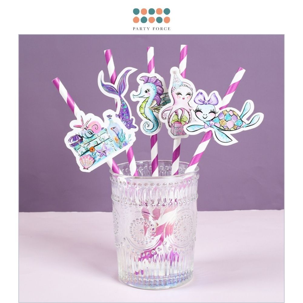 Kids Theme Mermaid Animal Dinosaur 10pcs/Pack Straw Set for Birthday Party