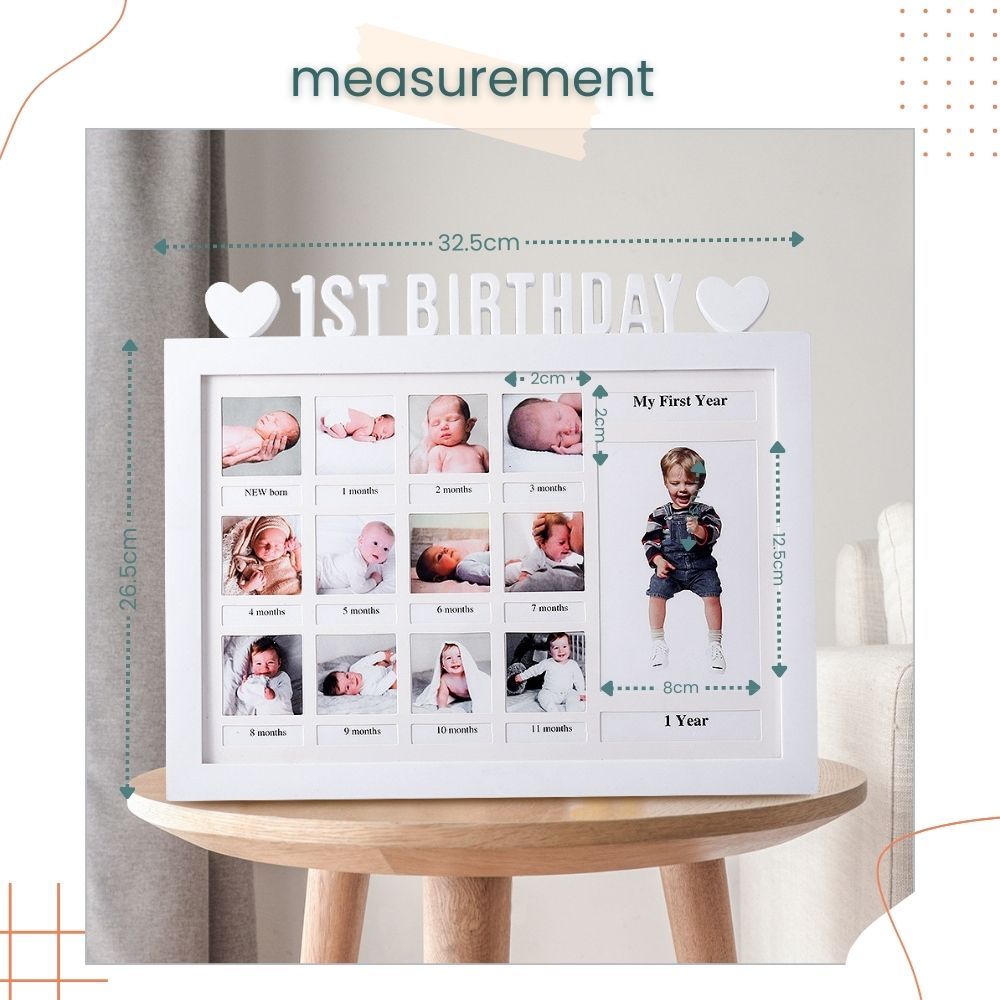 1st Birthday 12 Month Lovely Memorial Baby Photo Frame for Baby Birthday