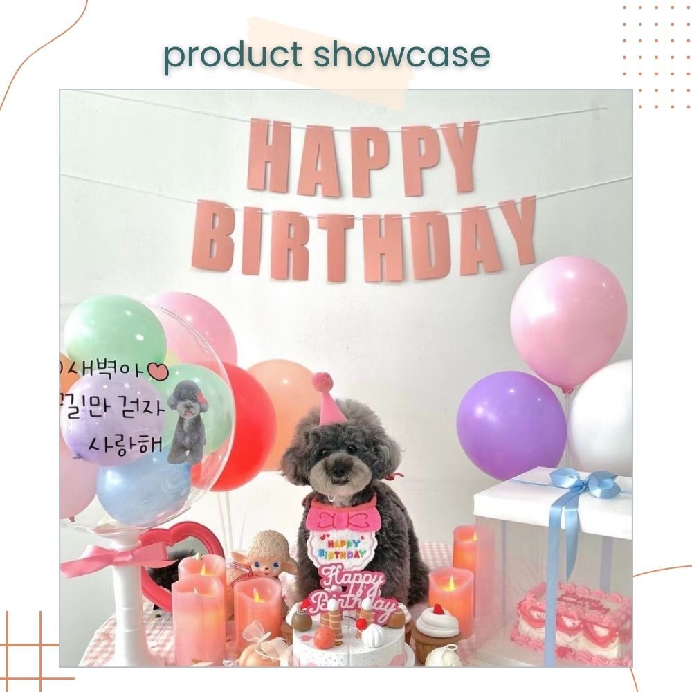 Korea Style Pets Dog Cat Colorful Birthday Scarft Hat Set for Pet's Birthday Costume