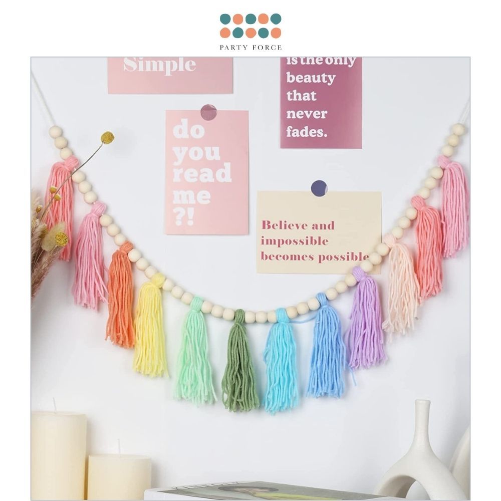 Rainbow Nordic Style Pom Pom Woolen Tassel Garland for Home Decoration Party