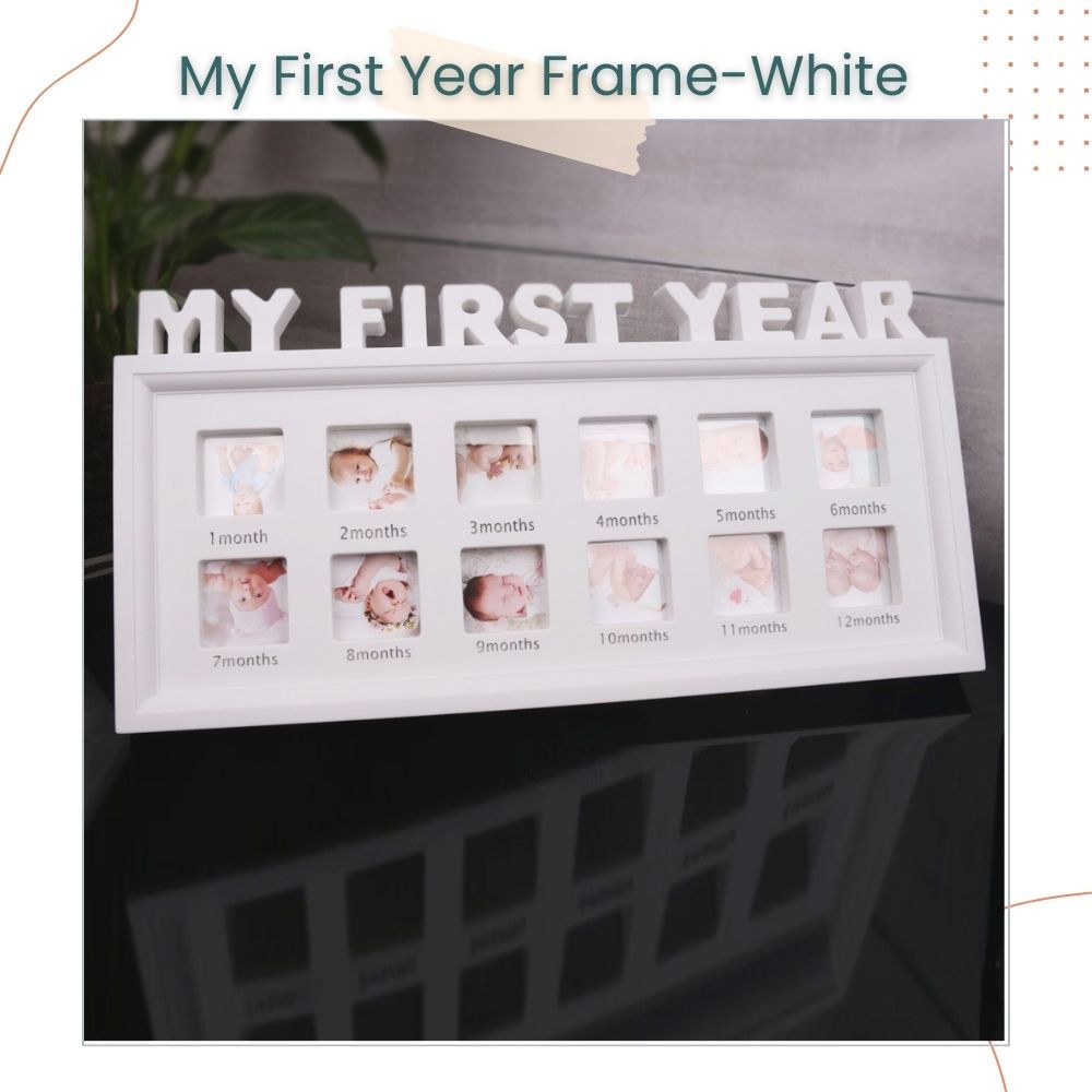 My First Year 12 Month Memorial Baby Photo Frame for Baby 1st Birthday