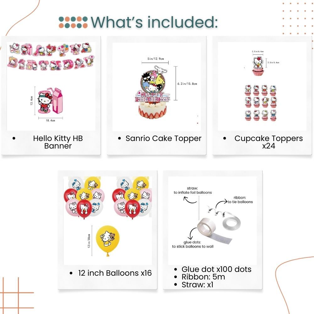Sanrio Theme Cinnamoroll Kuromi Hello Kitty Balloon Pack for Birthday Party