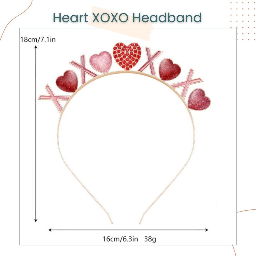 Valentine's Day XOXO Heart Crystal Headband Tiara for Valentine