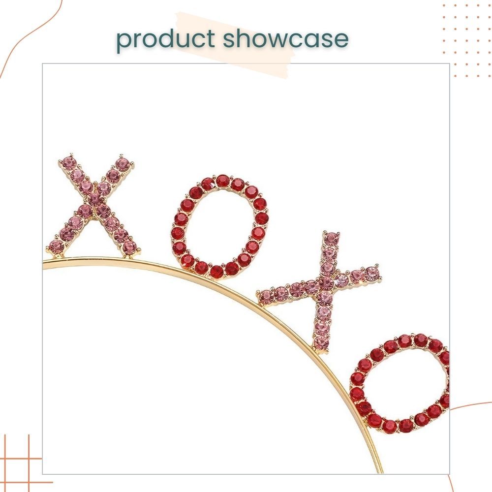 Valentine's Day XOXO Heart Crystal Headband Tiara for Valentine
