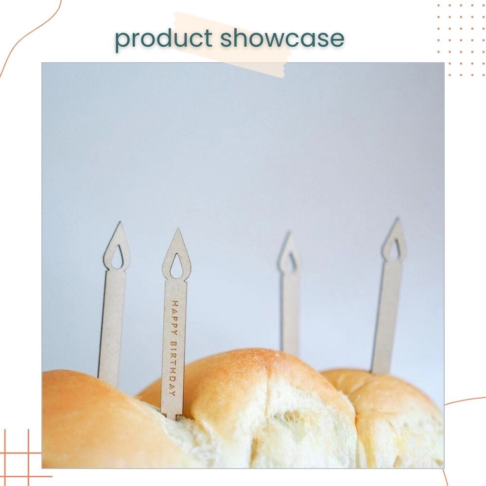 Simple Wooden Style Candle Design Topper for Birthday Party Cake Decoration