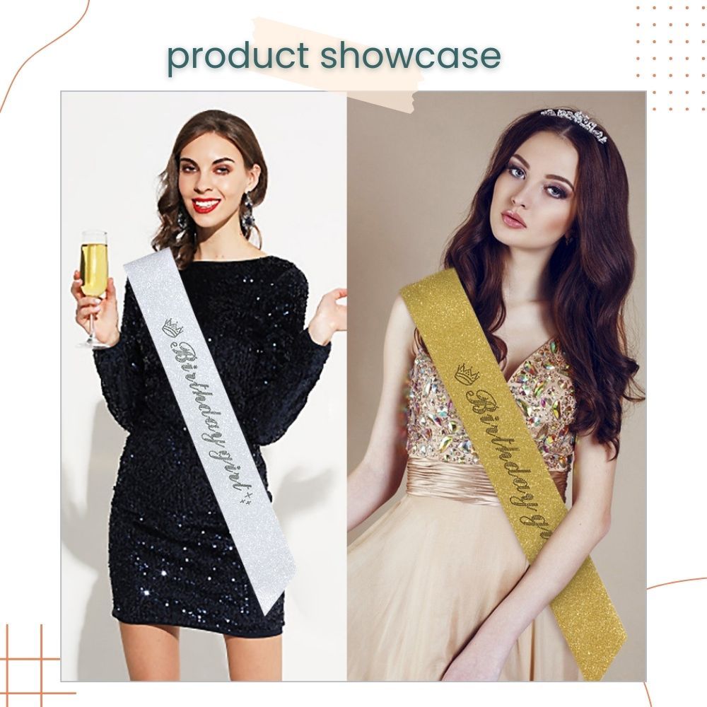 New Edition Glitter Diamond Birthday Girl Sash Party Accessories