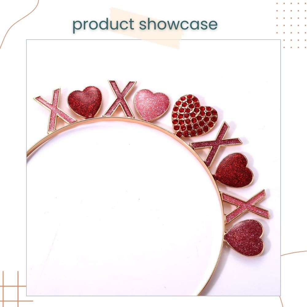 Valentine's Day XOXO Heart Crystal Headband Tiara for Valentine
