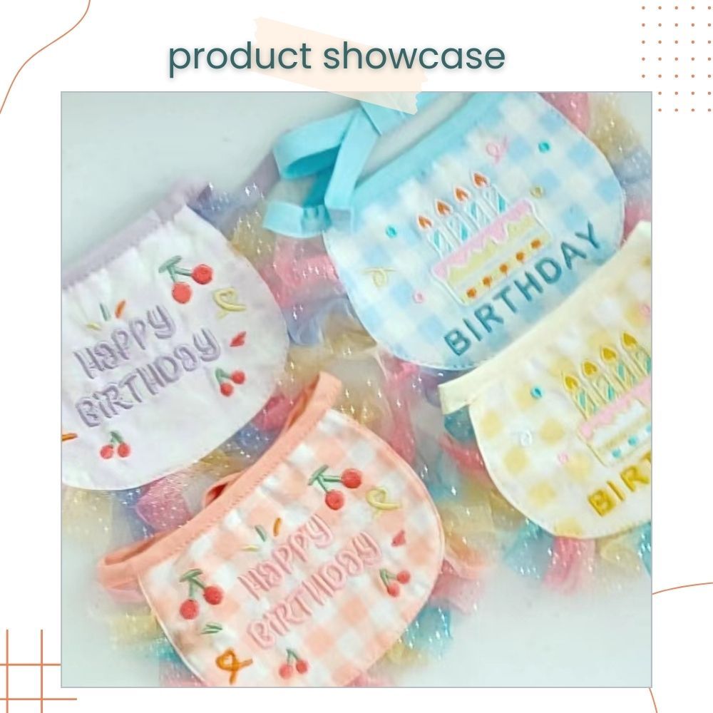 Korea Style Pets Dog Cat Colorful Birthday Scarft Hat Set for Pet's Birthday Costume