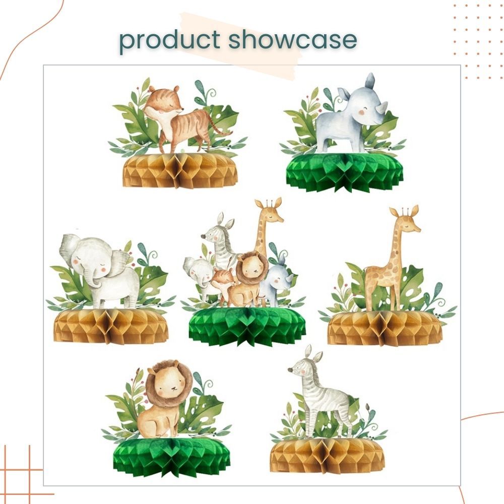 Gender Reveal Theme Black Gold HBD Theme Mermaid Dinosaur Animal Theme Table Décor Honeycomb for Birthday Party