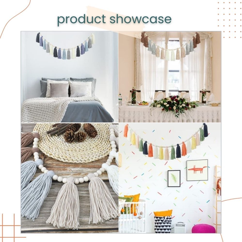 Rainbow Nordic Style Pom Pom Woolen Tassel Garland for Home Decoration Party