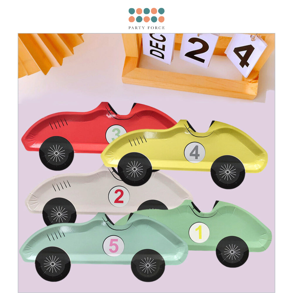 Vintage Racing Car Theme Plates Disposable Tableware for Events Birthday Party