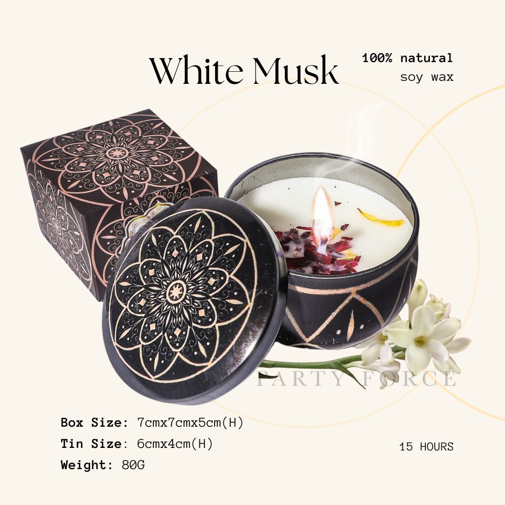 Scented Candle Natural Soy Wax Dried Flower Handmade Aromatherapy Tin Can Candle Gift