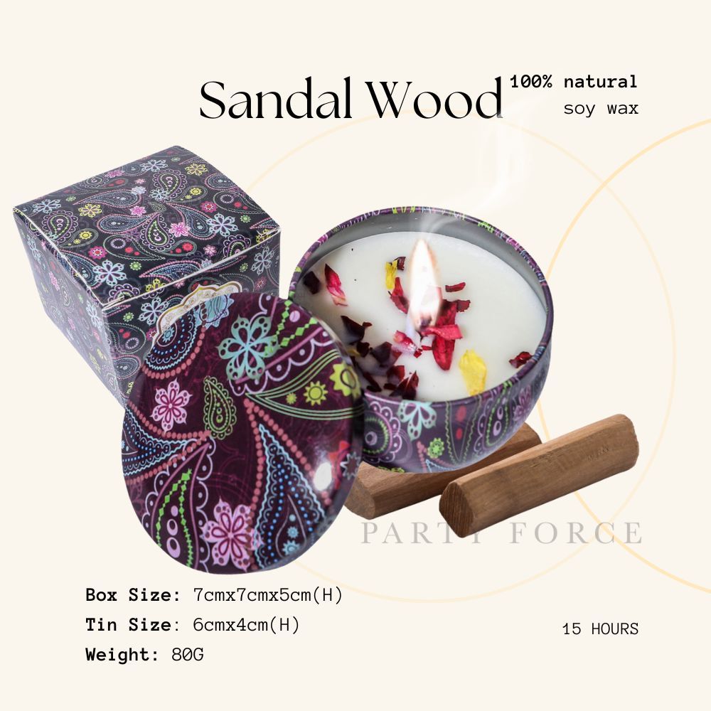 Scented Candle Natural Soy Wax Dried Flower Handmade Aromatherapy Tin Can Candle Gift