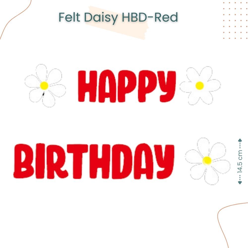 Korean Daisy Theme Happy birthday Banner Garland Felt Fabric Banner for Birthday Decoration