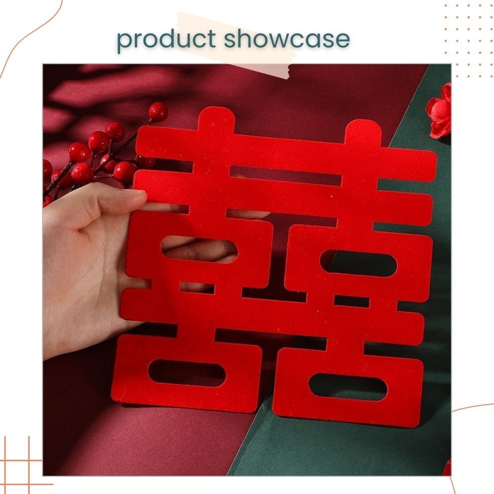 囍 Chinese Word Red Theme Big Happiness Sticker 10pcs Set for Chinese Wedding Decoration