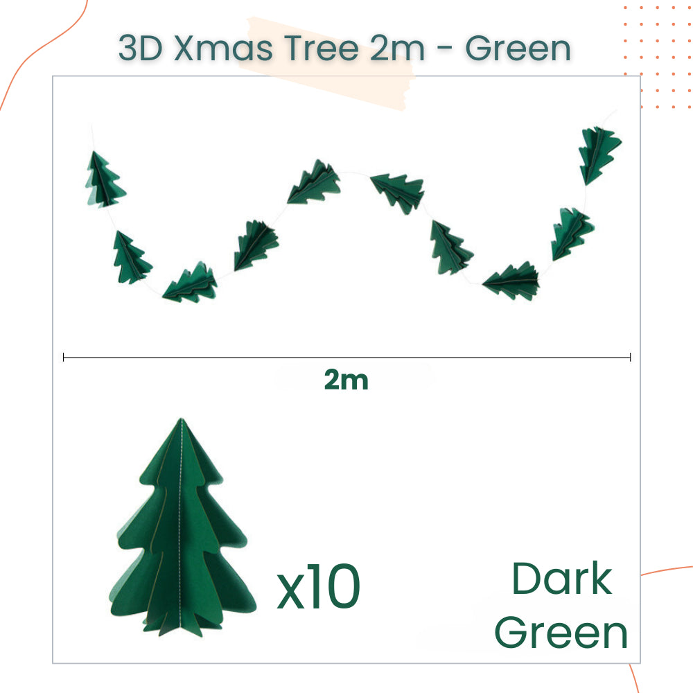 Mini 3D Christmas Decorative Tree Garland Banner for Christmas Decoration