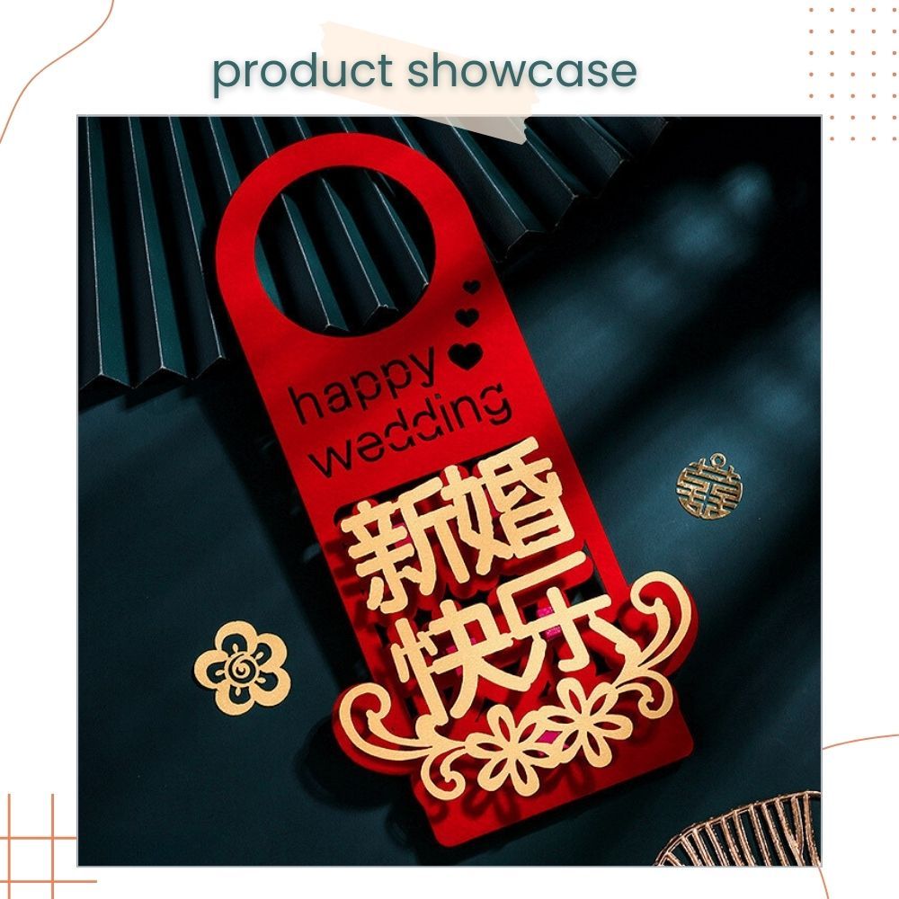 囍 Chinese Red Theme Door Handle Hanging Decoration 6pcs Set for Chinese Tradisional Wedding Decoration