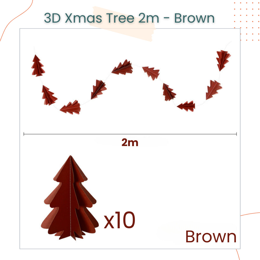 Mini 3D Christmas Decorative Tree Garland Banner for Christmas Decoration