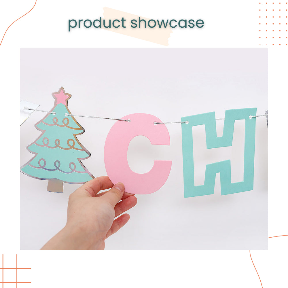 Pastel Classic Merry Christmas Card Banner for Christmas Decoration