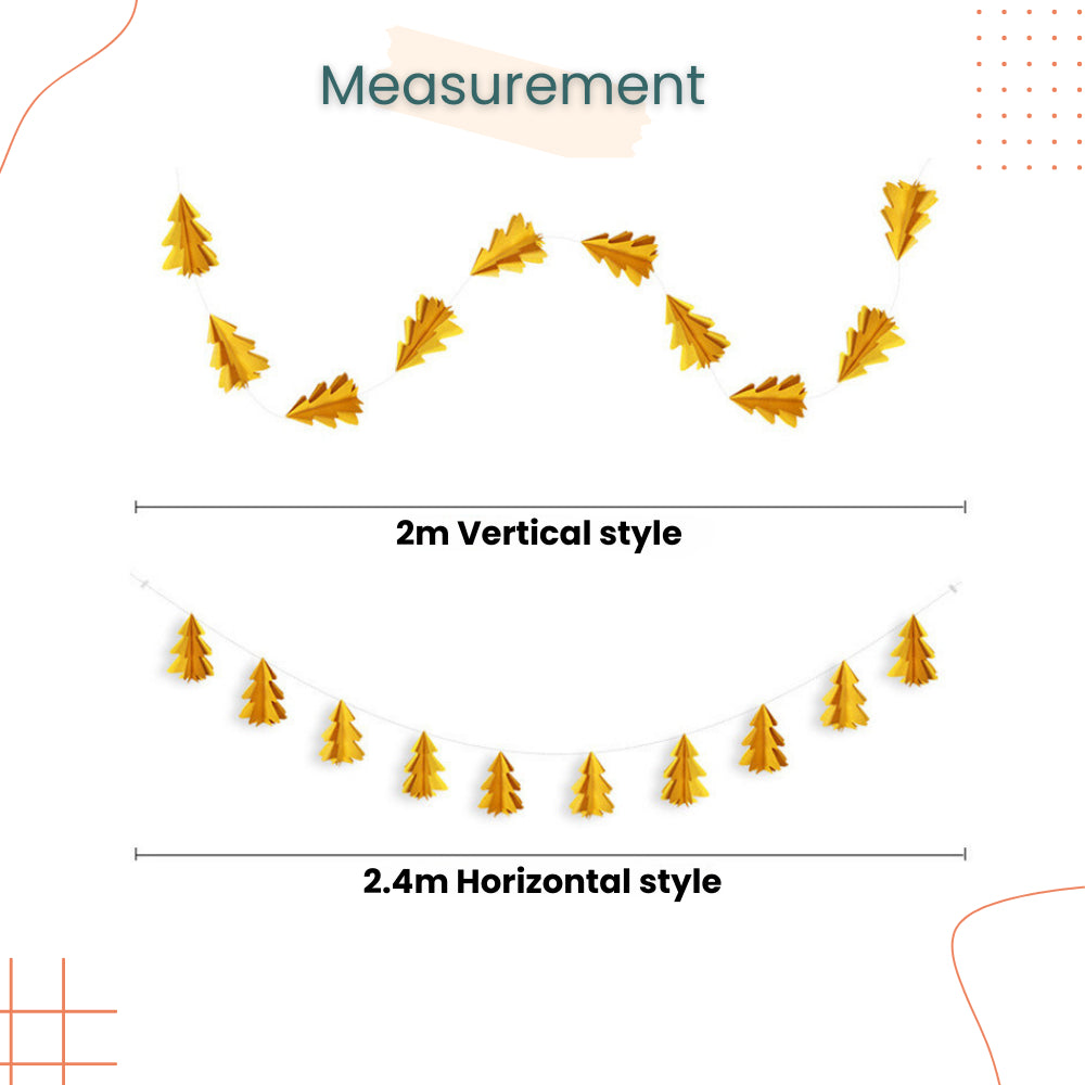 Mini 3D Christmas Decorative Tree Garland Banner for Christmas Decoration