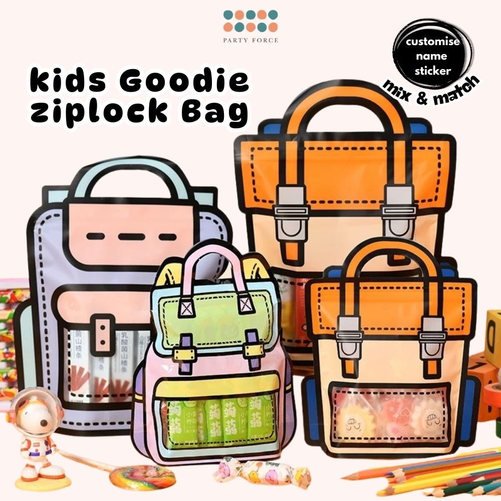Creative Schoolbag Shape Claw Machine Design Ziplock Goodie Bag