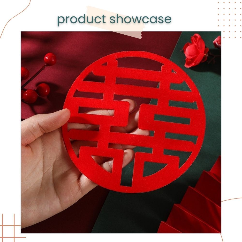 囍 Chinese Word Red Theme Big Happiness Sticker 10pcs Set for Chinese Wedding Decoration