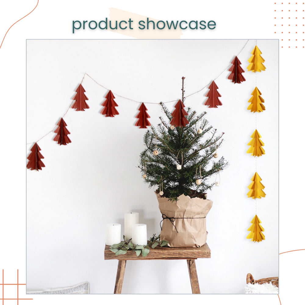 Mini 3D Christmas Decorative Tree Garland Banner for Christmas Decoration