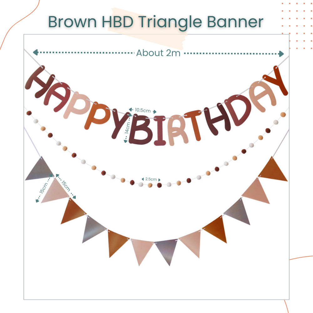 Happy Birthday Banner Set Pompom Triangle Flag Bunting for Party Event Decoration