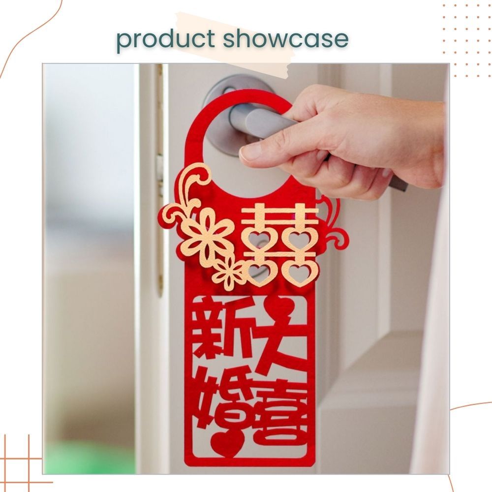 囍 Chinese Red Theme Door Handle Hanging Decoration 6pcs Set for Chinese Tradisional Wedding Decoration