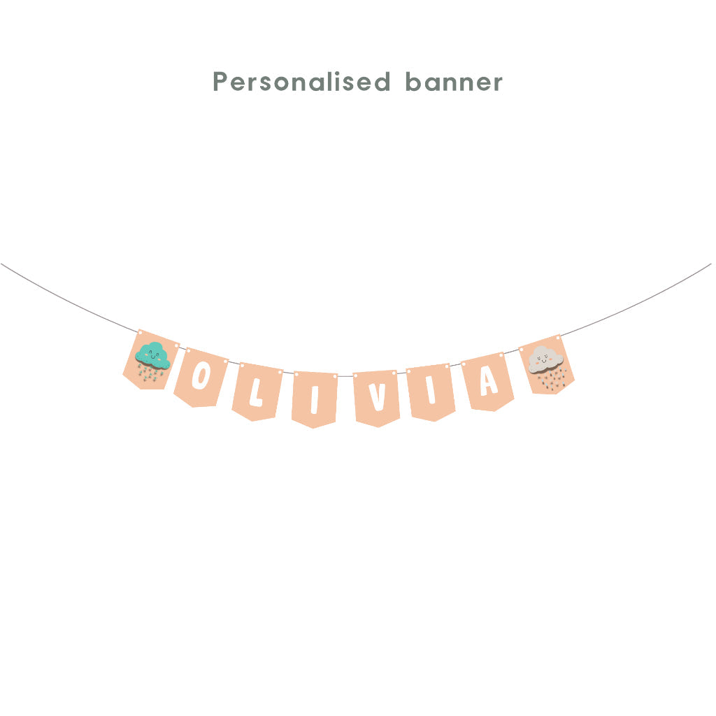 Personalised Weather Party Decoration Personalized Birthday Banner Cake Topper Cupcake Topper Customise