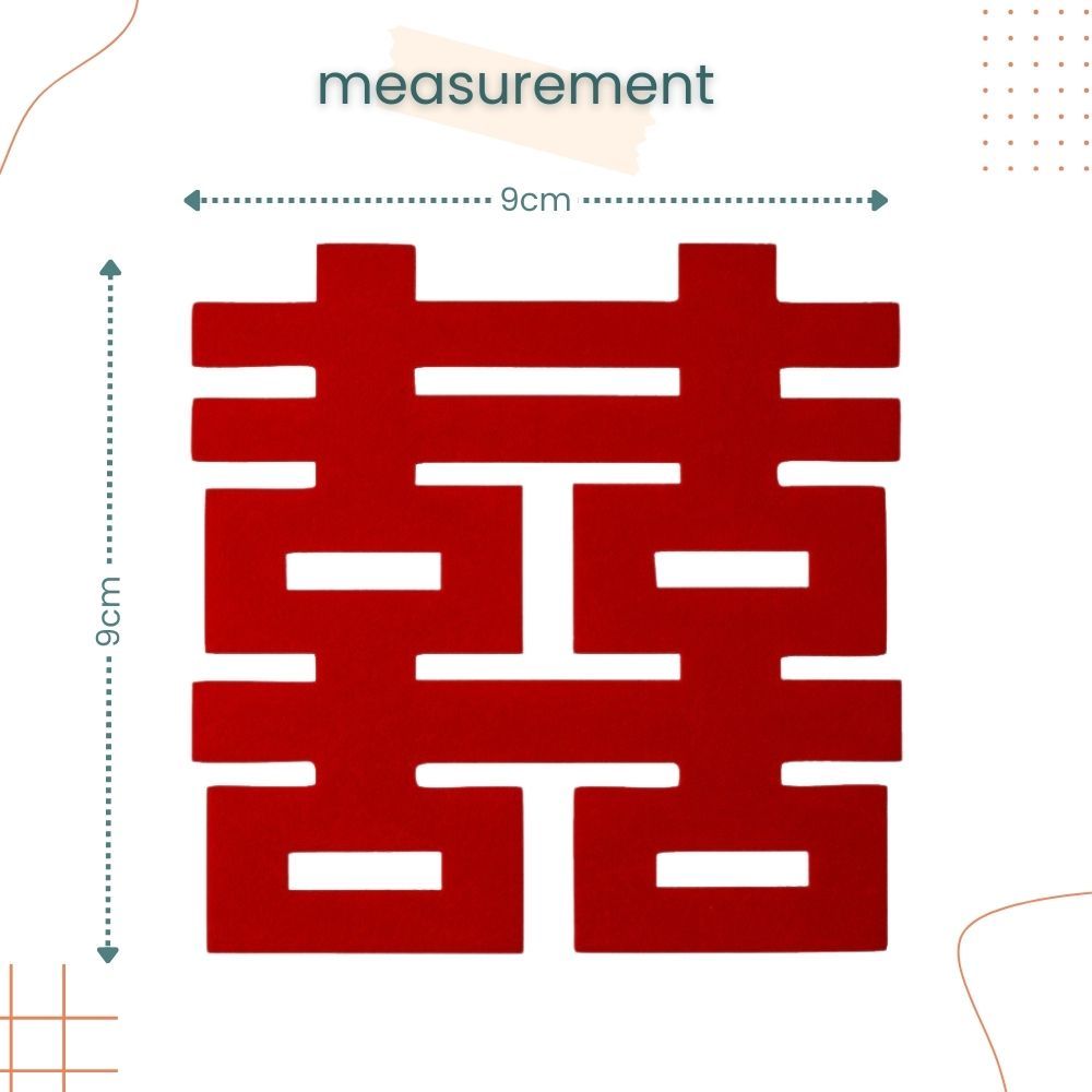 囍 Chinese Word Red Theme Big Happiness Sticker 10pcs Set for Chinese Wedding Decoration