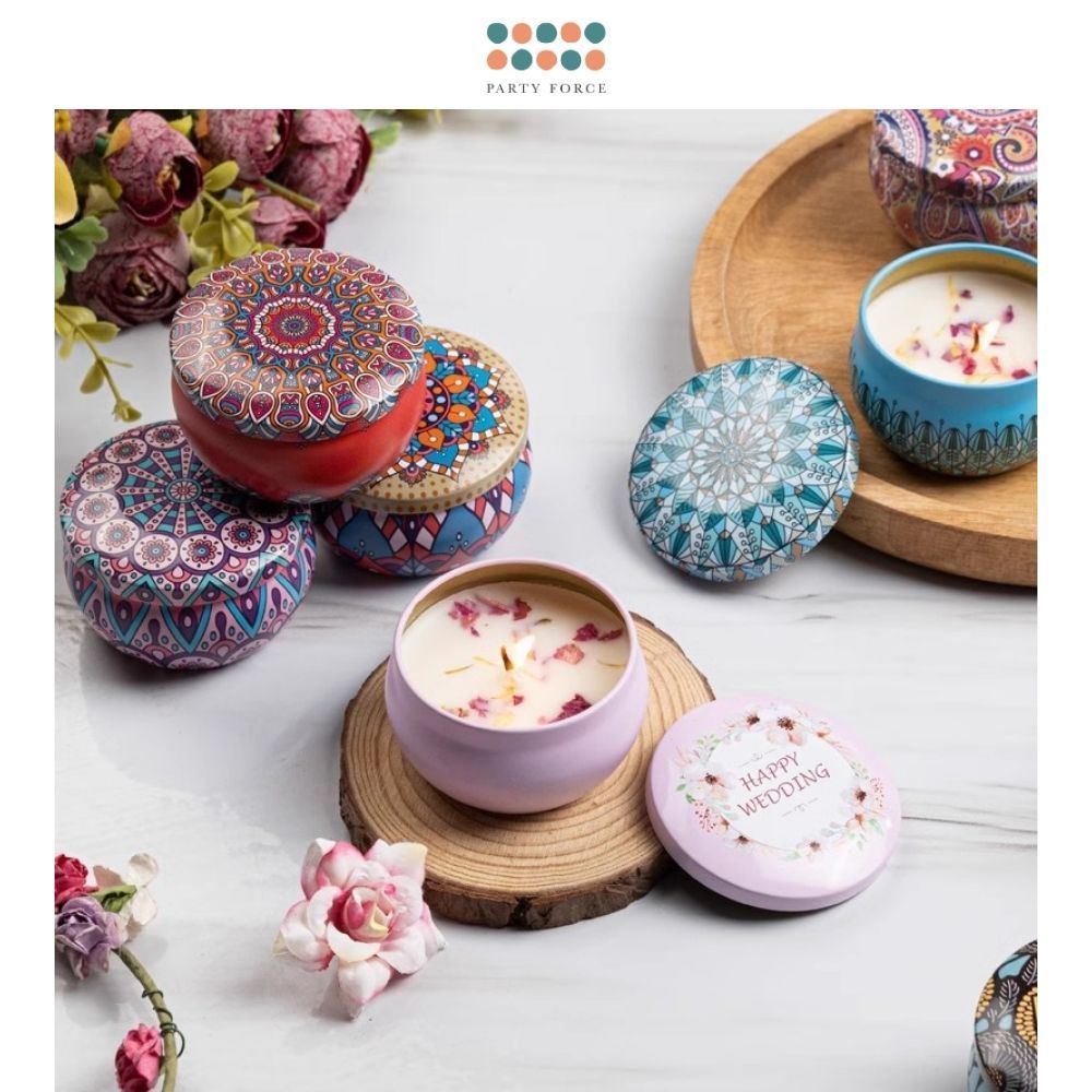 Scented Candle Natural Soy Wax Dried Flower Handmade Aromatherapy Tin Can Candle Gift