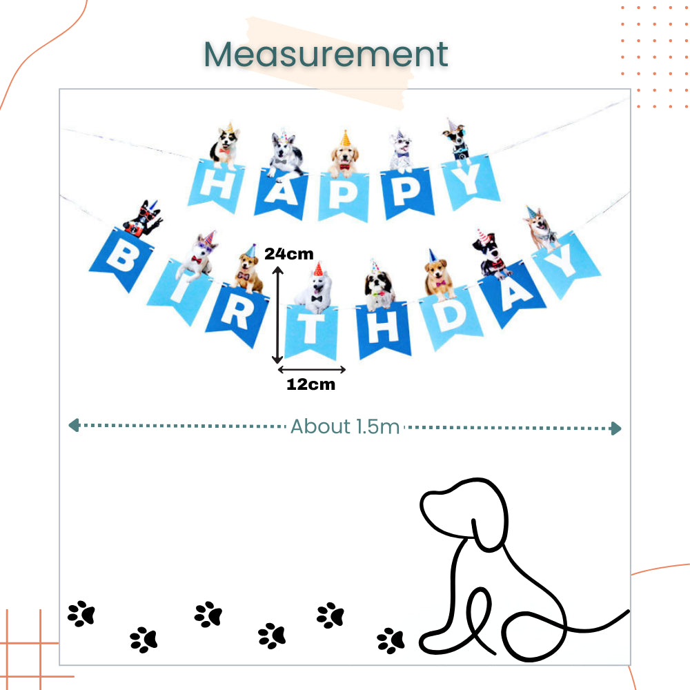 Puppy Happy Birthday Decoration Banner for Puppy Party